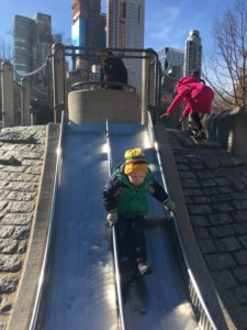 sliding at Heckscher playground