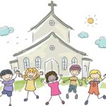drawing of toddlers at church
